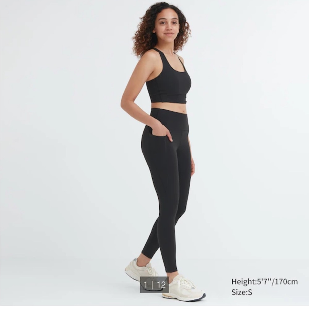 Uniqlo Airism UV Protection Pocketed Soft Black Leggings